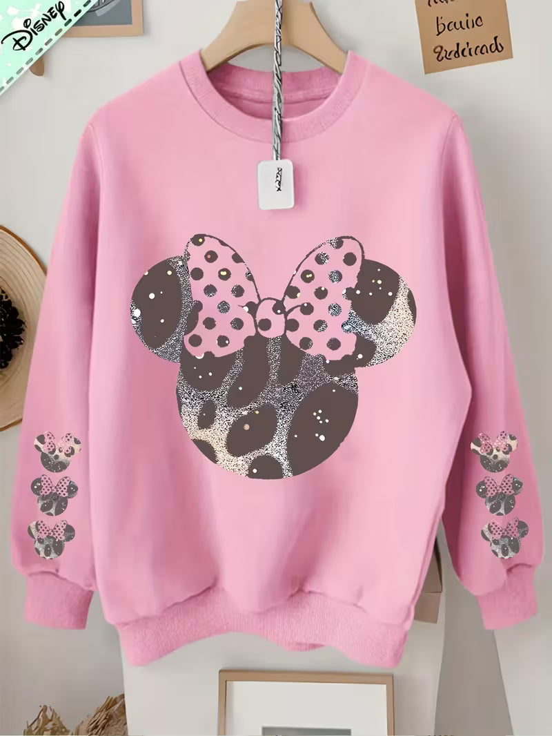 Women's casual long-sleeved sweatshirt with starry leopard print