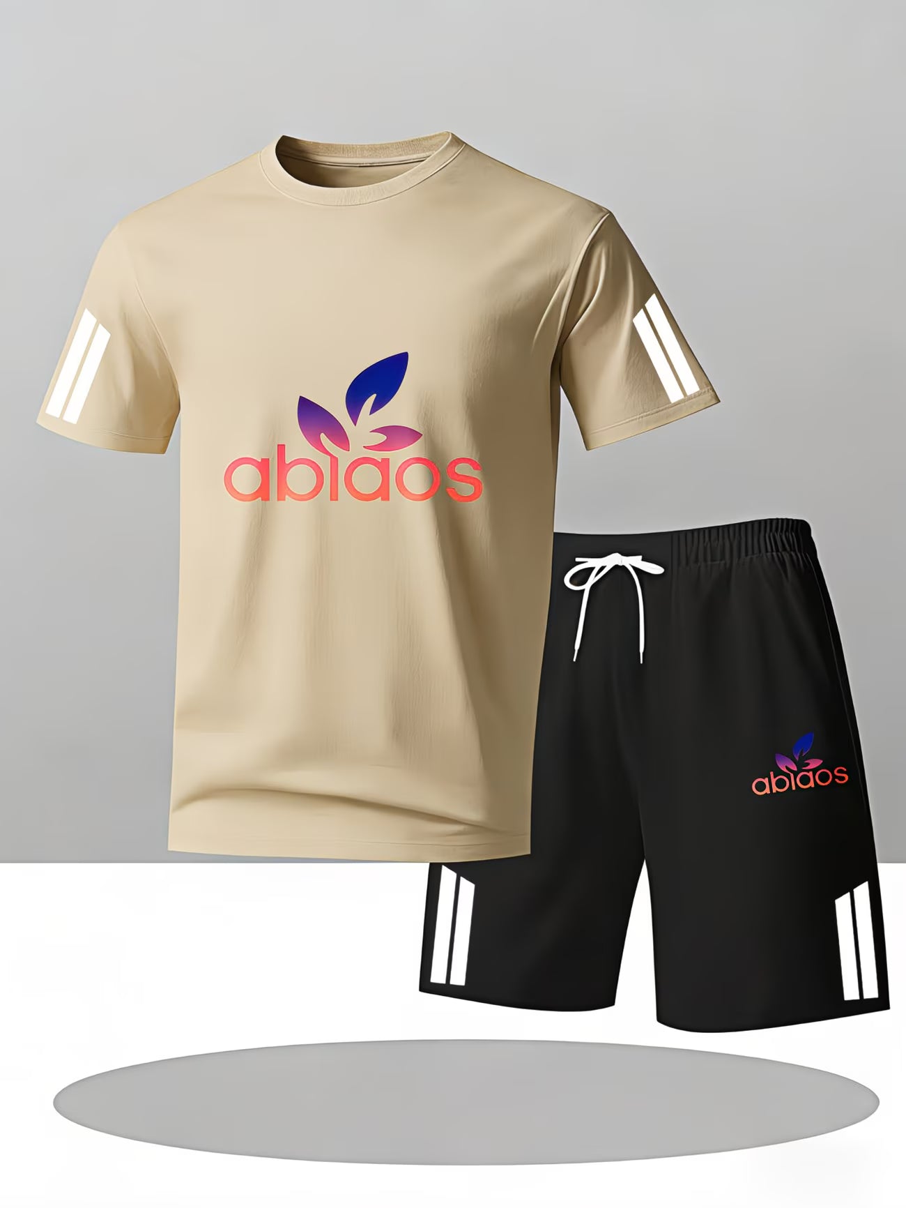 Men's Sports T-Shirt – Abiaos Logo with Colorful Leaf Design