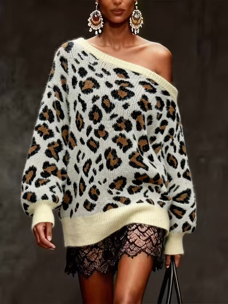 Retro Leopard Print Faux Fur Cardigan