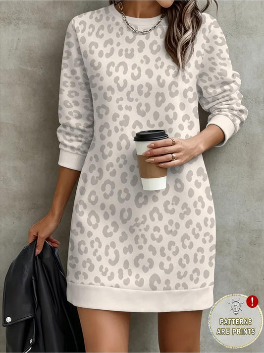 Light Grey Leopard Print Loose Sweatshirt