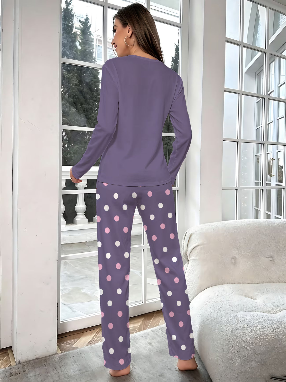 Women’s  Polka Dot Bow Lounge Set