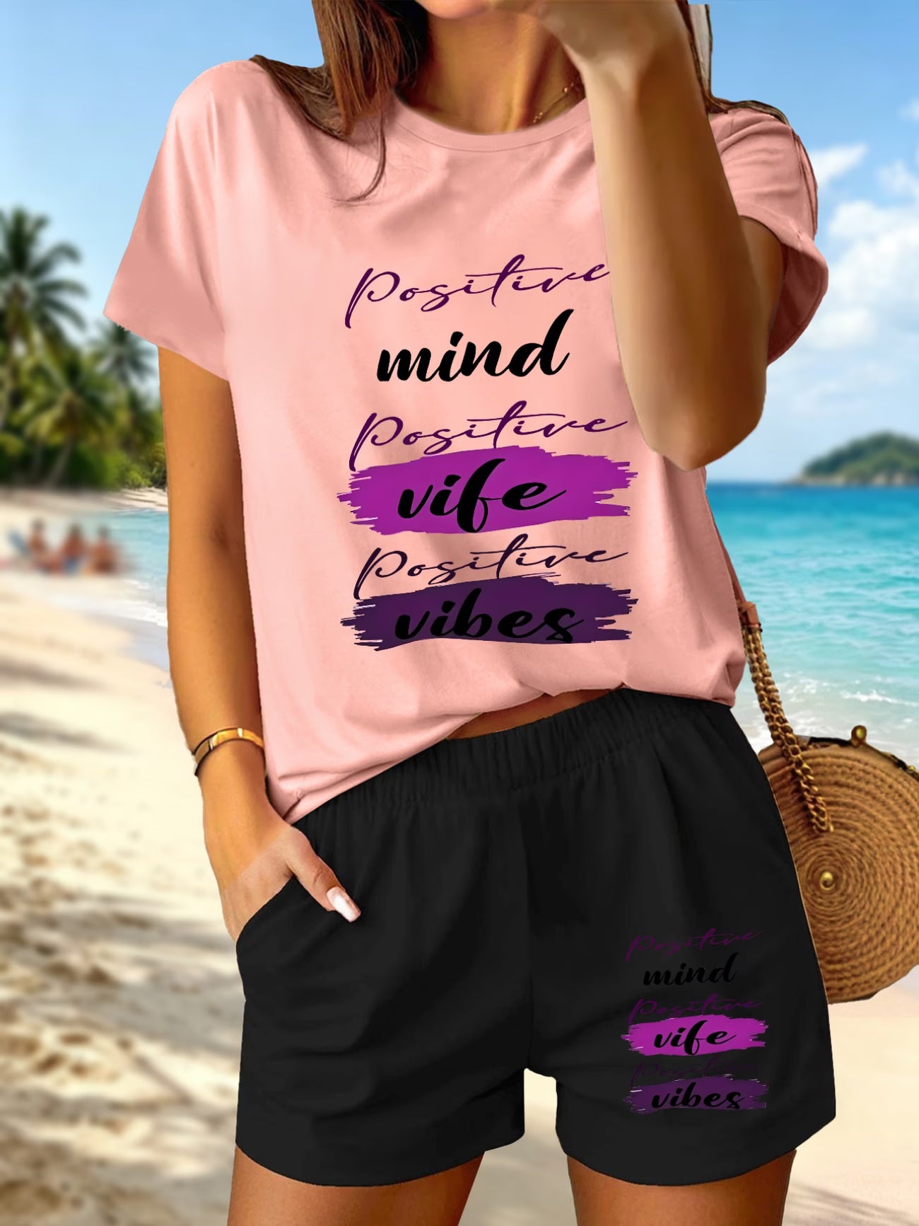 Positive Vibes Co-Ord Set – Tee & Shorts