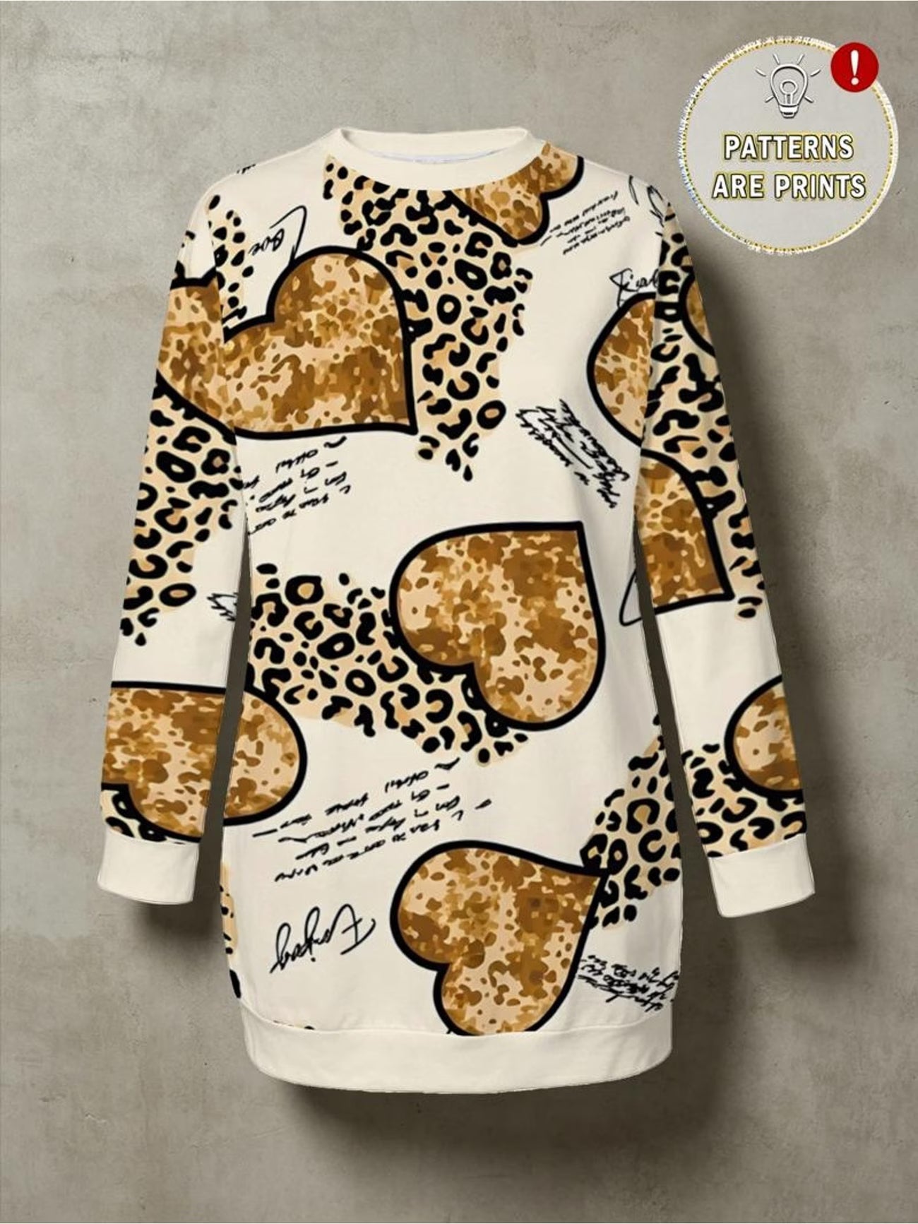 Leopard Heart Print Loose Sweatshirt