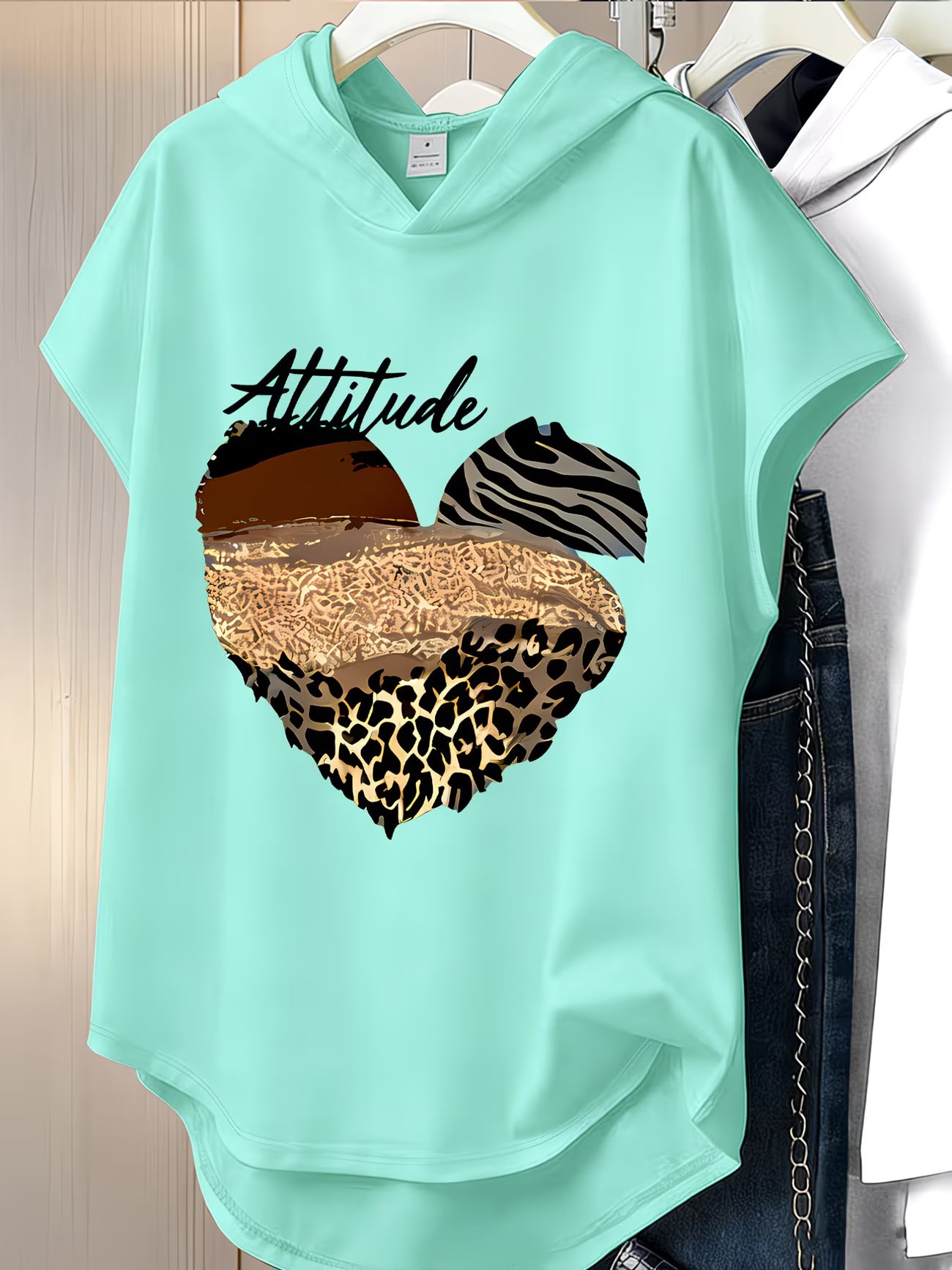 Hooded Short Sleeve T-Shirt — Heart & Wild Print Edition