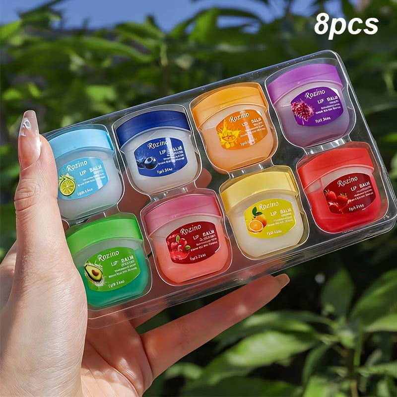 8pcs Couple's Lip Balm Gift Set – 6 Fruit-Flavoured Lip Glosses