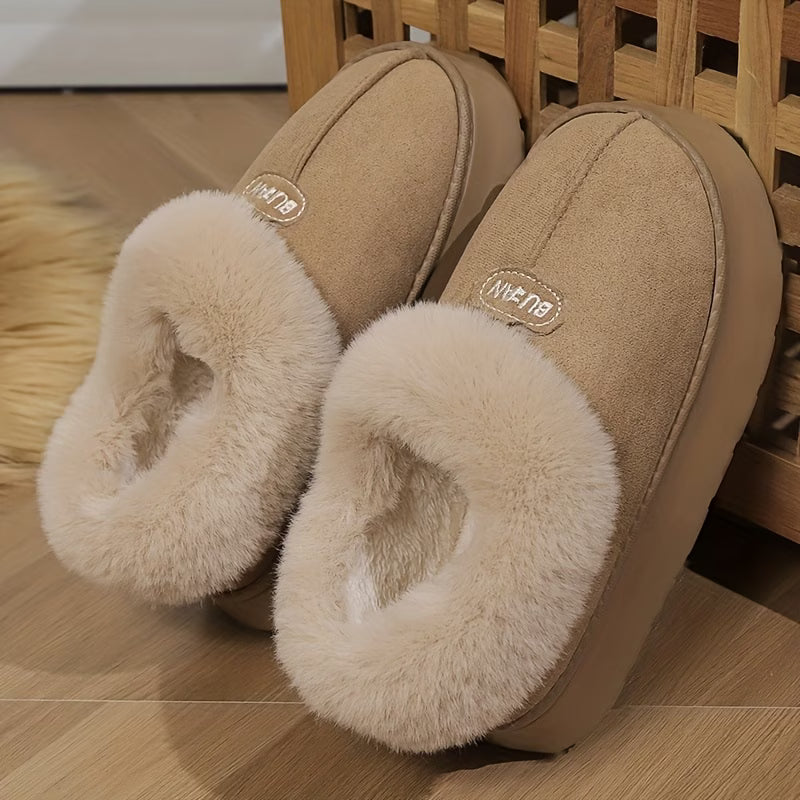 Unisex Warm Plush Indoor Slippers – Low-Top Winter Home Shoes