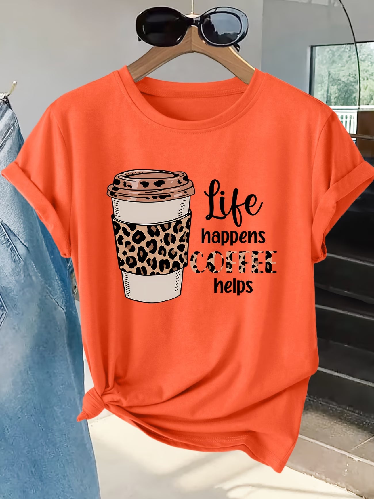 "Life Happens Coffee Helps" Graphic T-Shirt