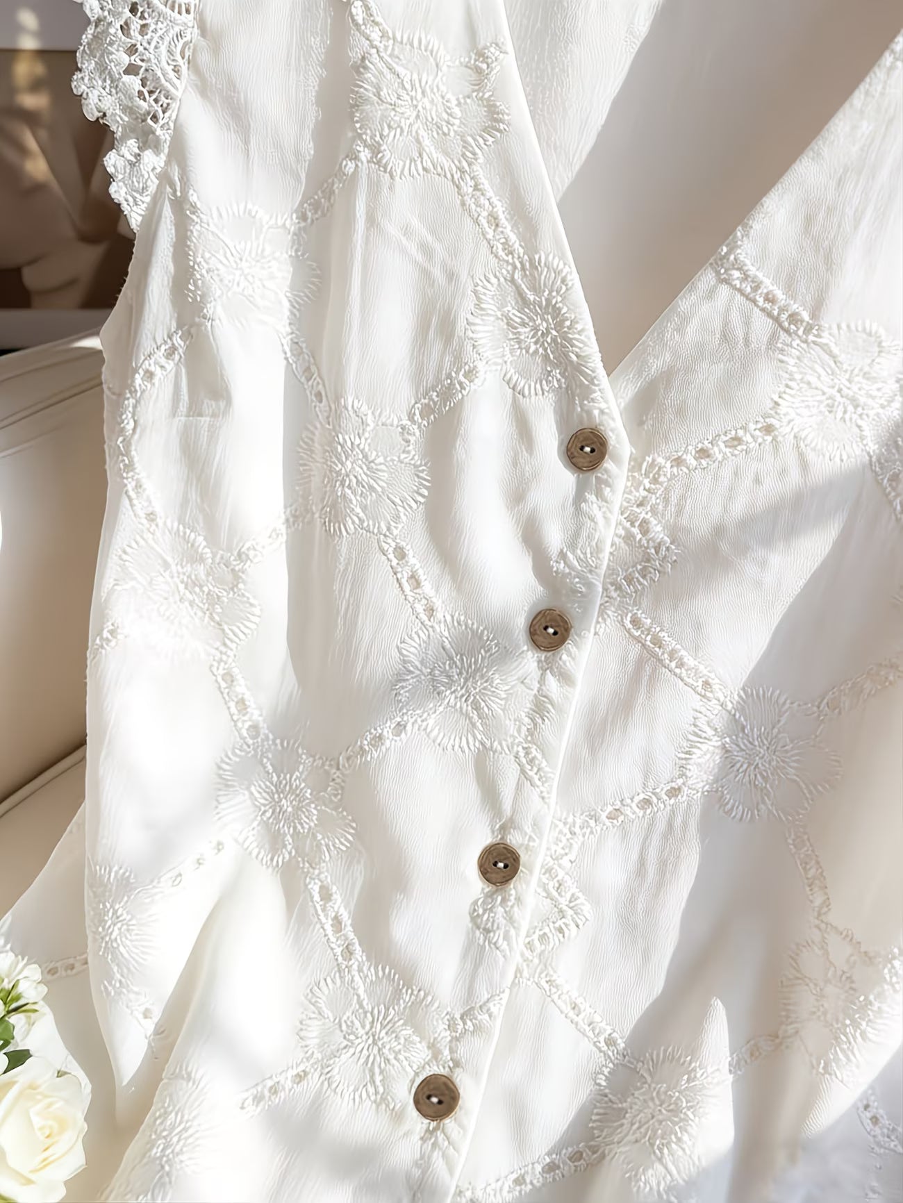 Lace Embroidery Hollow-Out Blouse