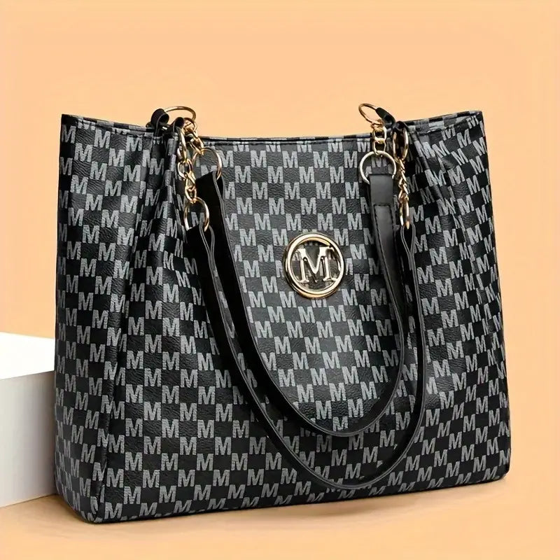 Women's Large Capacity PU Vintage M-Printed Tote & Crossbody Bag