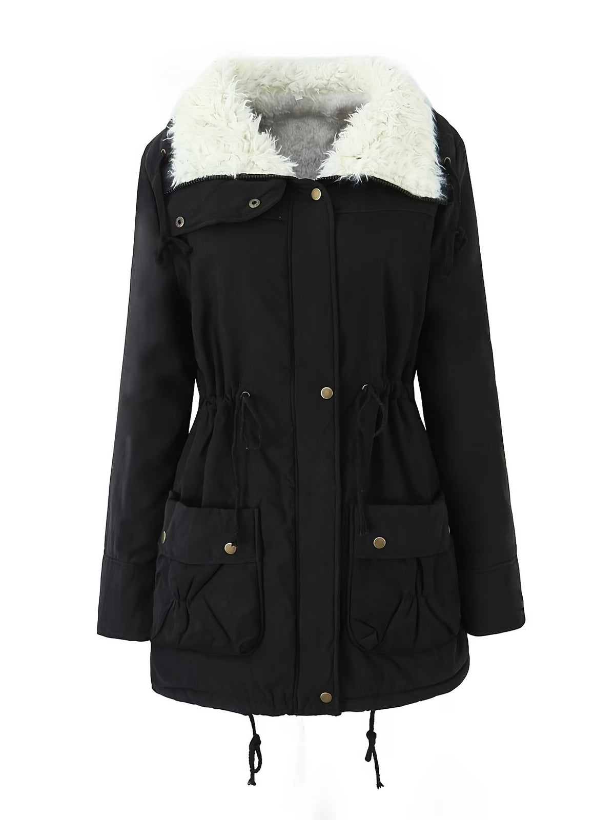 Longline Winter Parka Jacket with Pockets