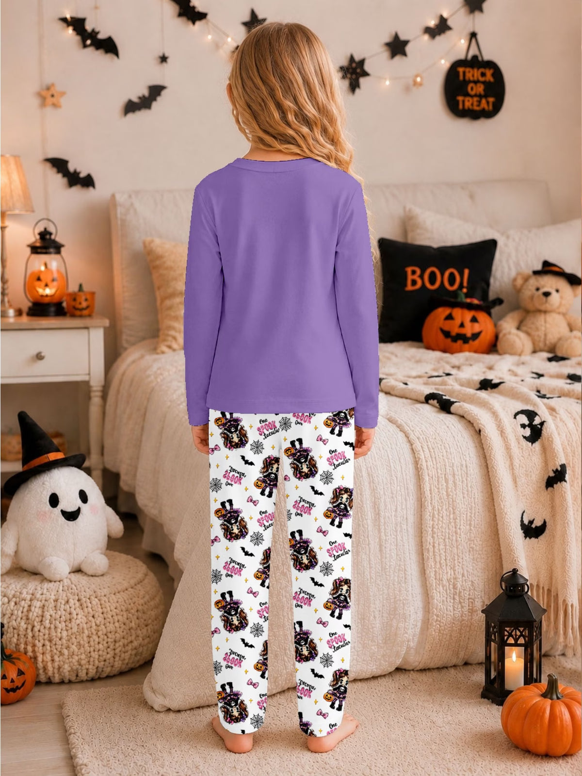 Girls’ Halloween Skull Print Long-Sleeve Pyjama Set