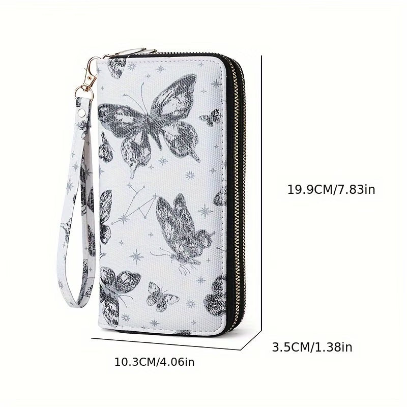 Women's butterfly Long Double-Zipper Phone Wallet – Korean Style Large Capacity Clutch