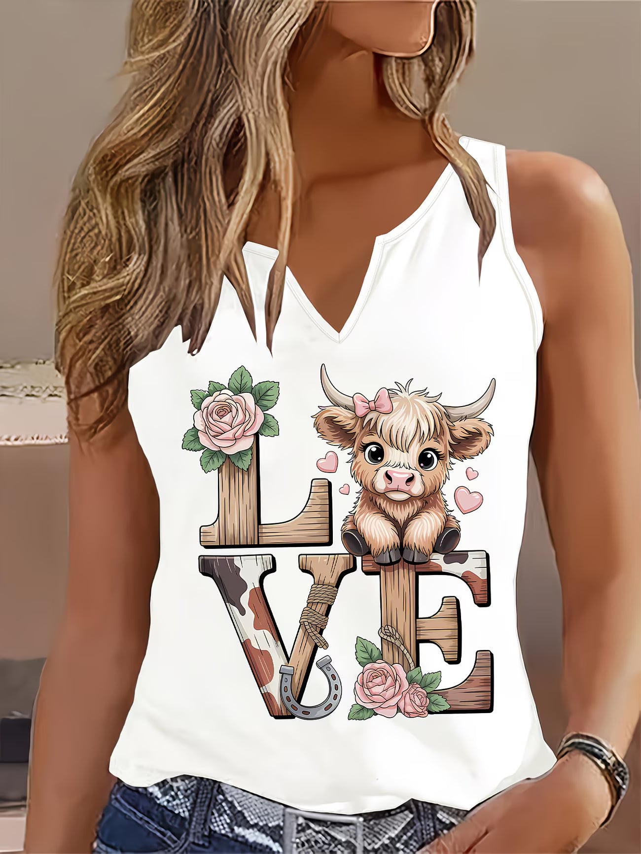 Cute Calf Print Vest Top