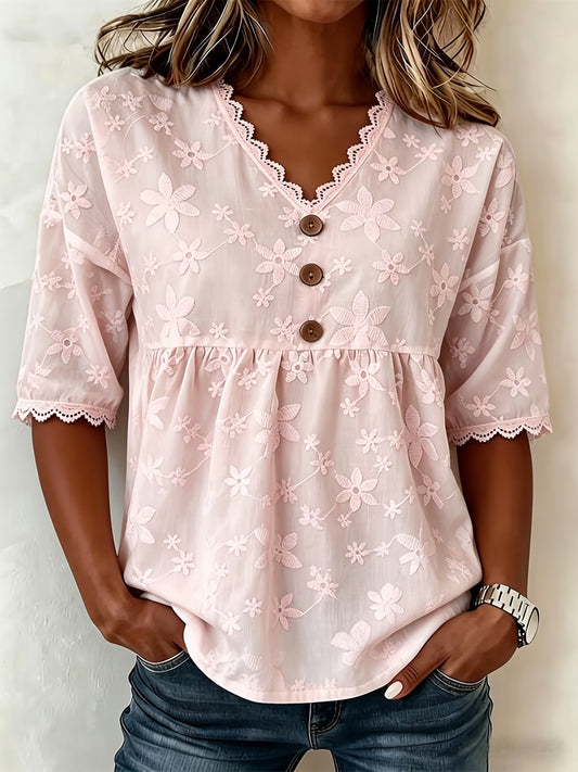 Wilderness Orientation Women's V-Neck Lace Patchwork Top