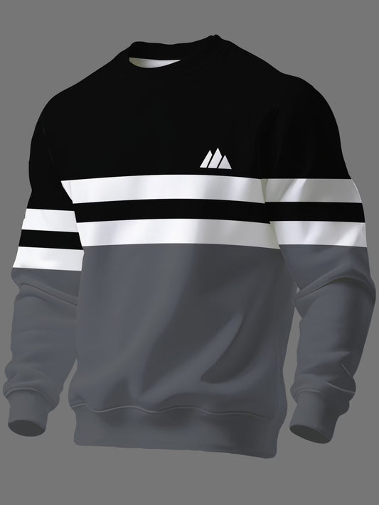 Men’s Striped Colour-Block Crew Neck Sweatshirt