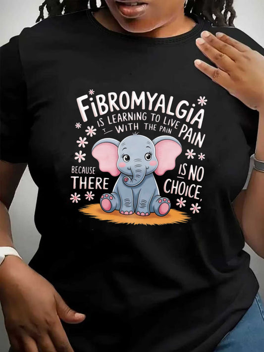 Fibromyalgia Awareness Elephant Tee – Curvy Fit | Stylish Message Tee