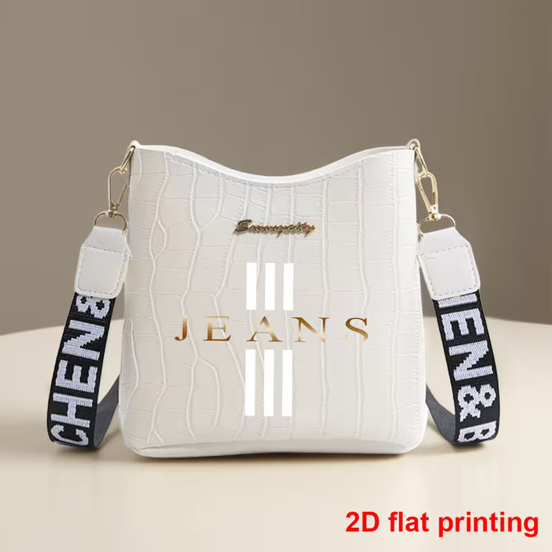 Luxury Glamorous Golden Text Print Women'S Crossbody Bag, with Zipper Closure, Adjustable Shoulder Strap, 2D Printed Pattern,