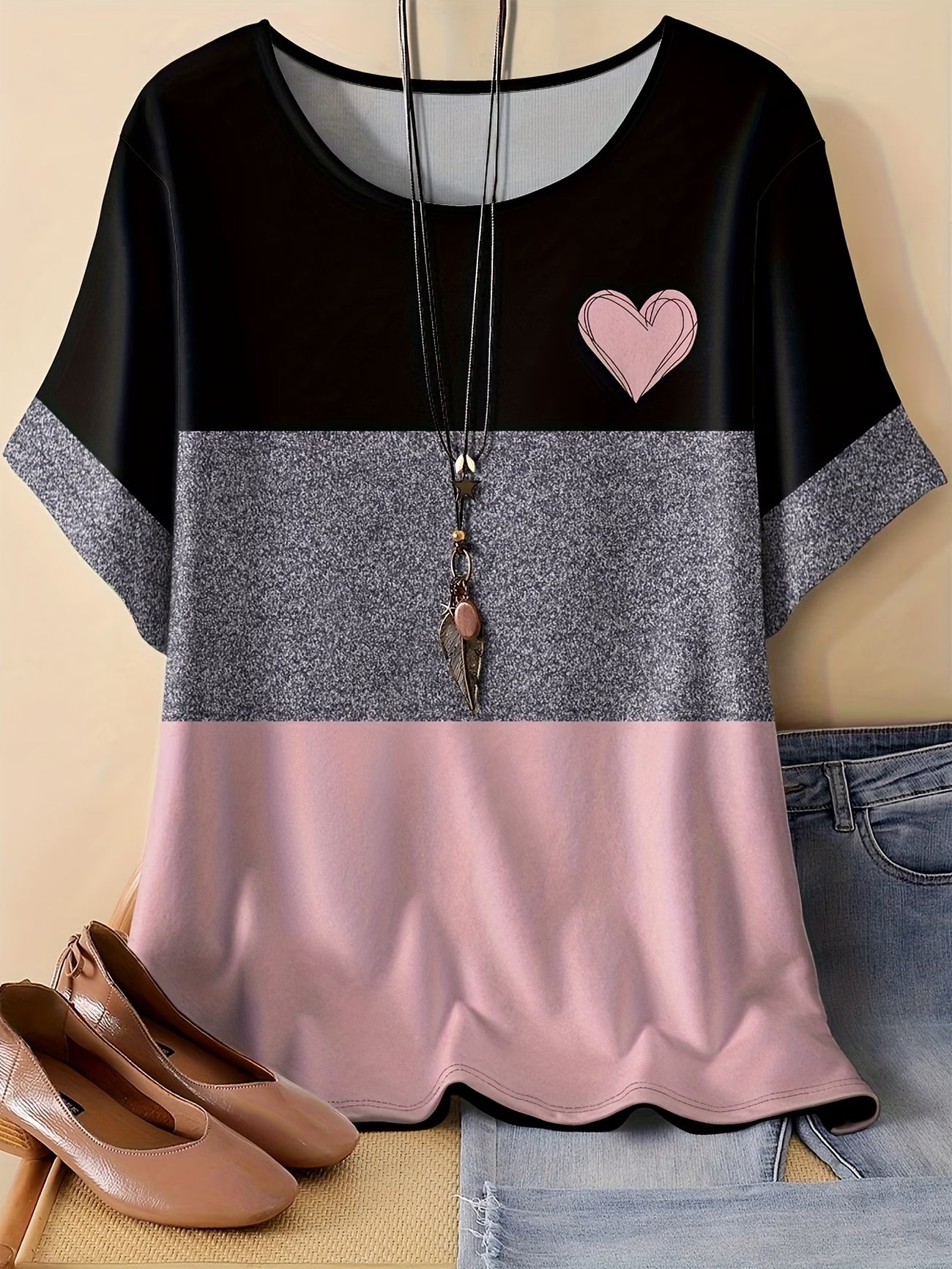 Plus Size, Women's Size Bohemian Short-Sleeve T-Shirt