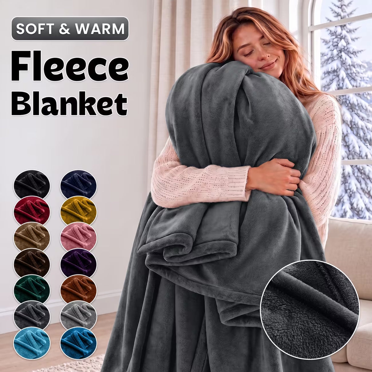 Soft Fleece Throw Blanket, King Size
