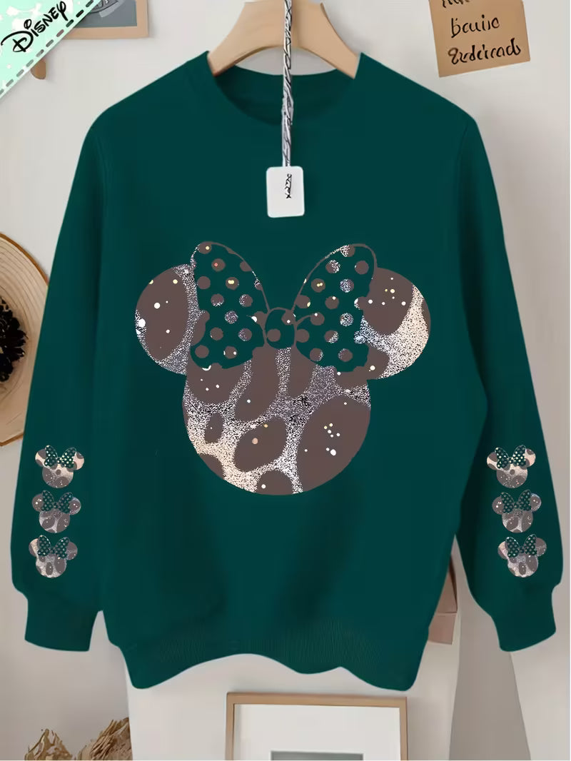 Women's casual long-sleeved sweatshirt with starry leopard print