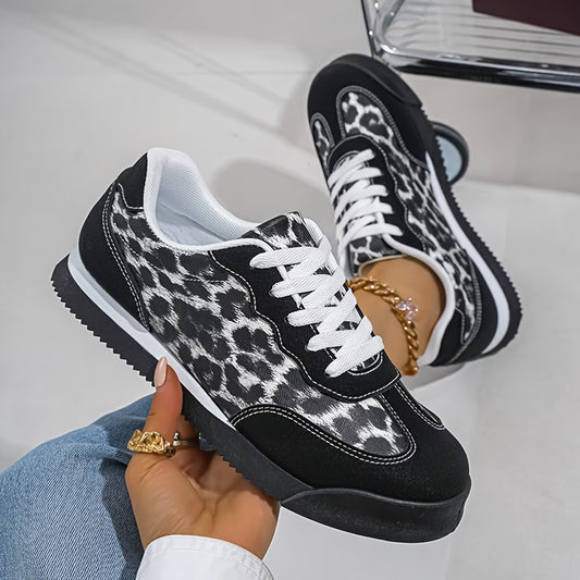 Wild Luxe Leopard Trainers – Breathable Mesh Running Shoes for Women