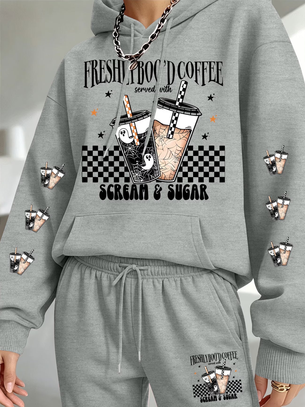 Women's 'Scream & Sugar' Coffee Cup Print Hoodie & Sweatpants Set