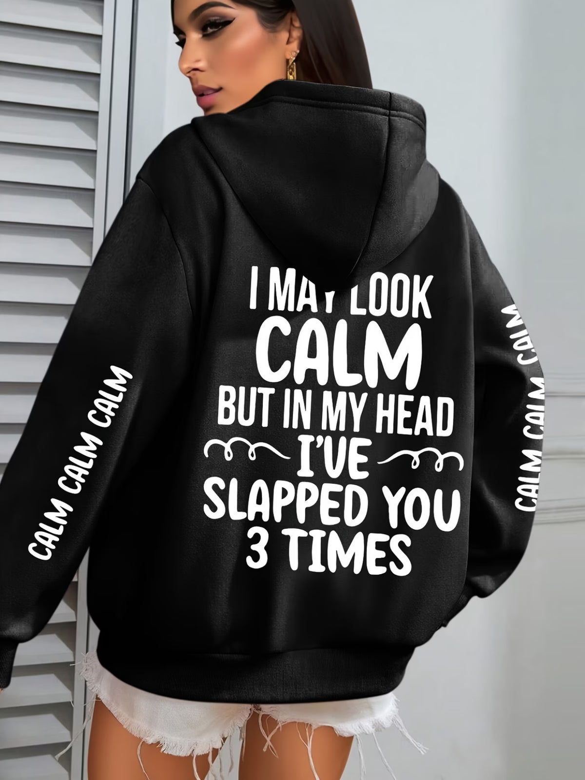 Ladies Humorous Back Print Pullover Hoodie
