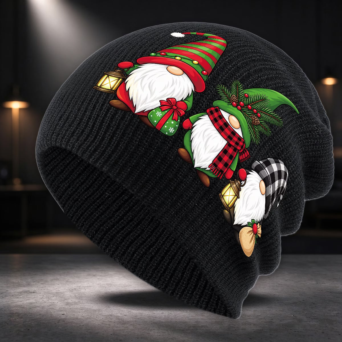Christmas Gnome Print Unisex Winter Beanie