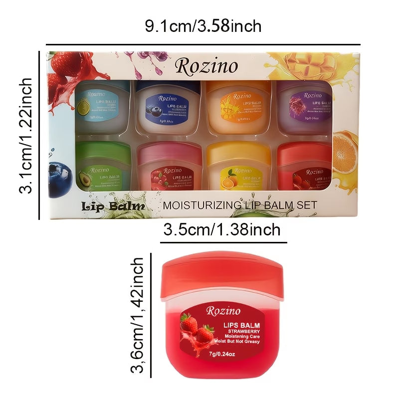 8pcs Couple's Lip Balm Gift Set – 6 Fruit-Flavoured Lip Glosses