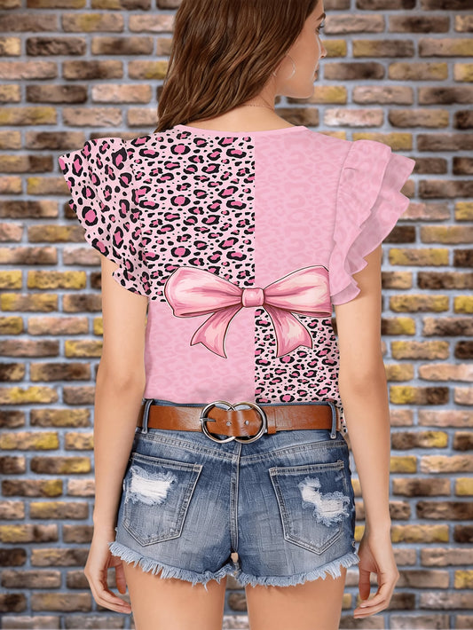 4-Grid Patchwork Pink Leopard Base with Sweet Cool Contrast,