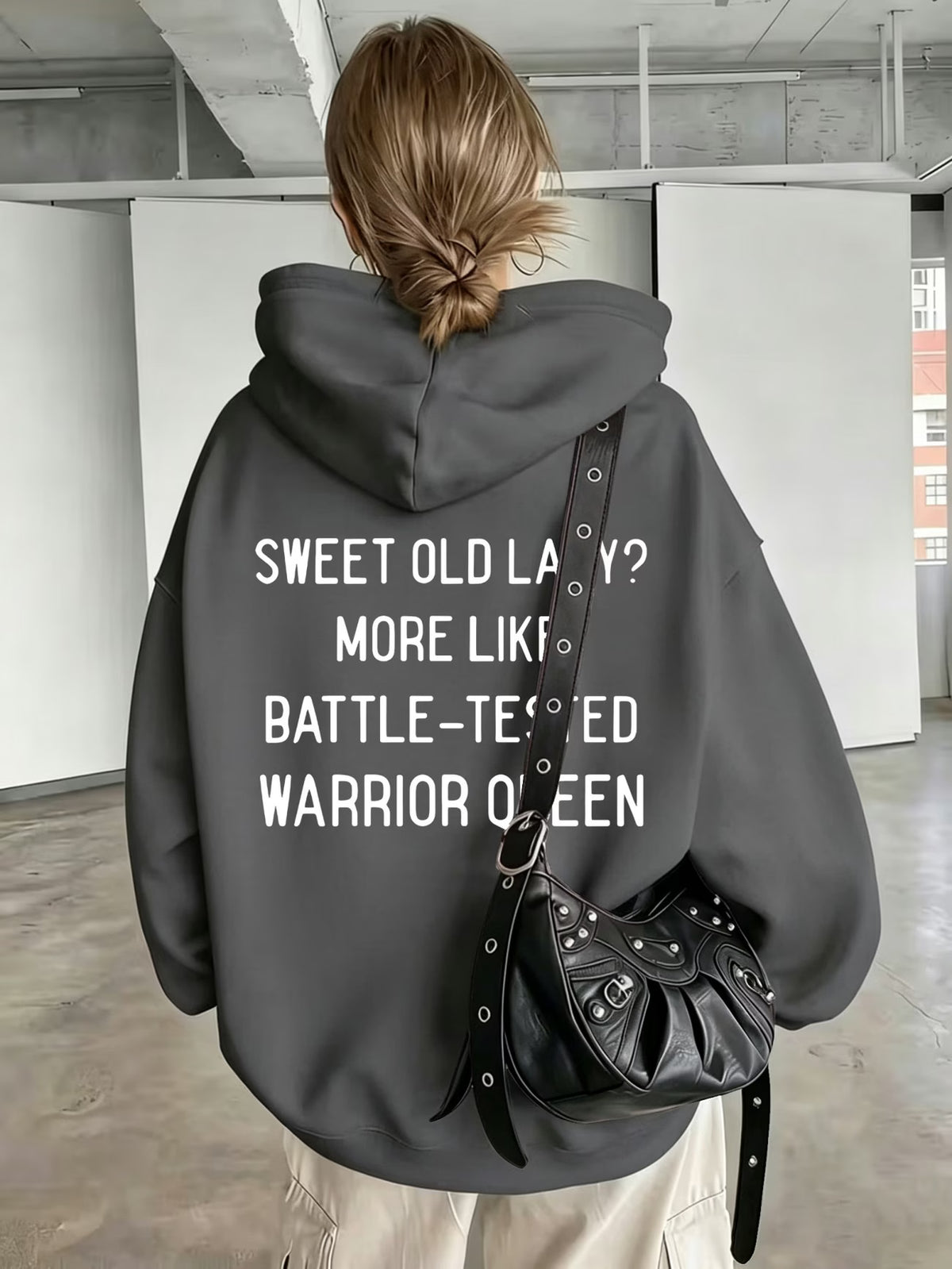 Ladies Bold Back Slogan Pullover Hoodie
