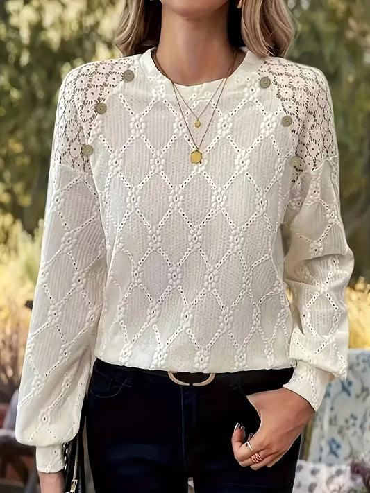 Elegant Crew Neck Solid Top