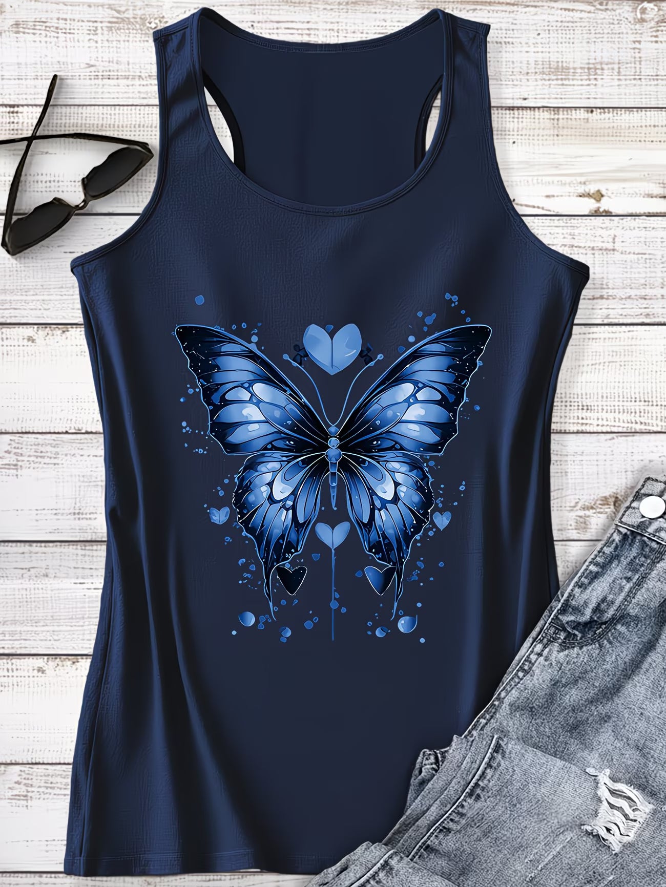 ladies Butterfly, Featuring Scattered Heart Decorations