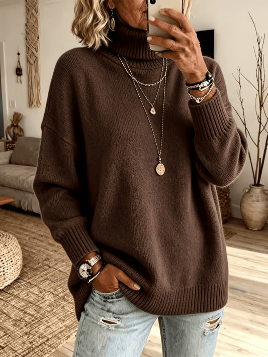 Plus Size High Neck Sweater - Soft Stretchy Pullover