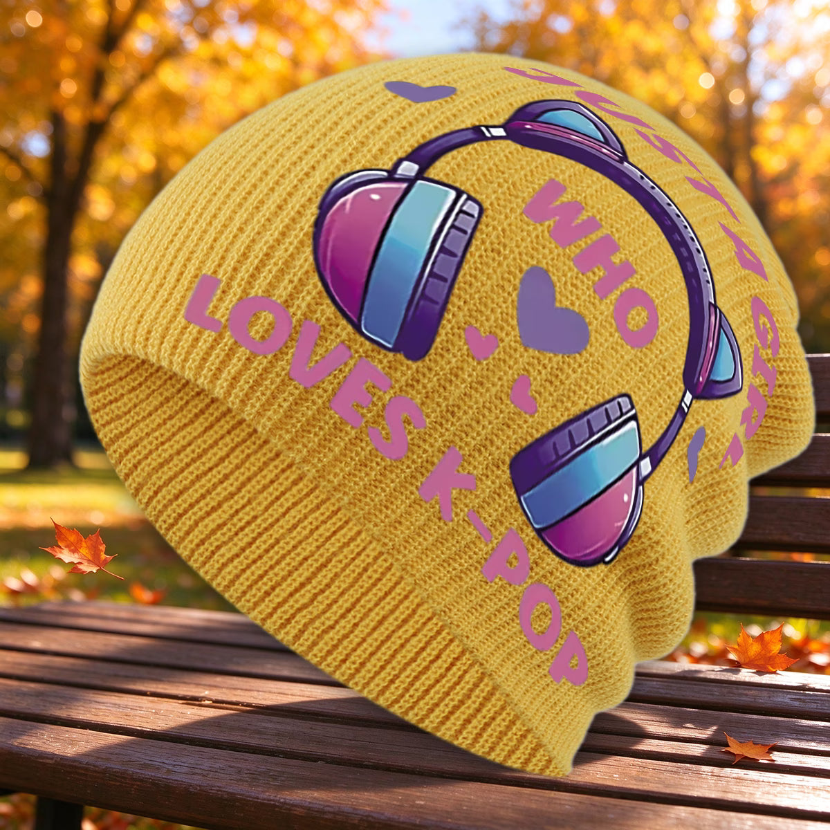 Cat-Ear Headphone Print Unisex Beanie