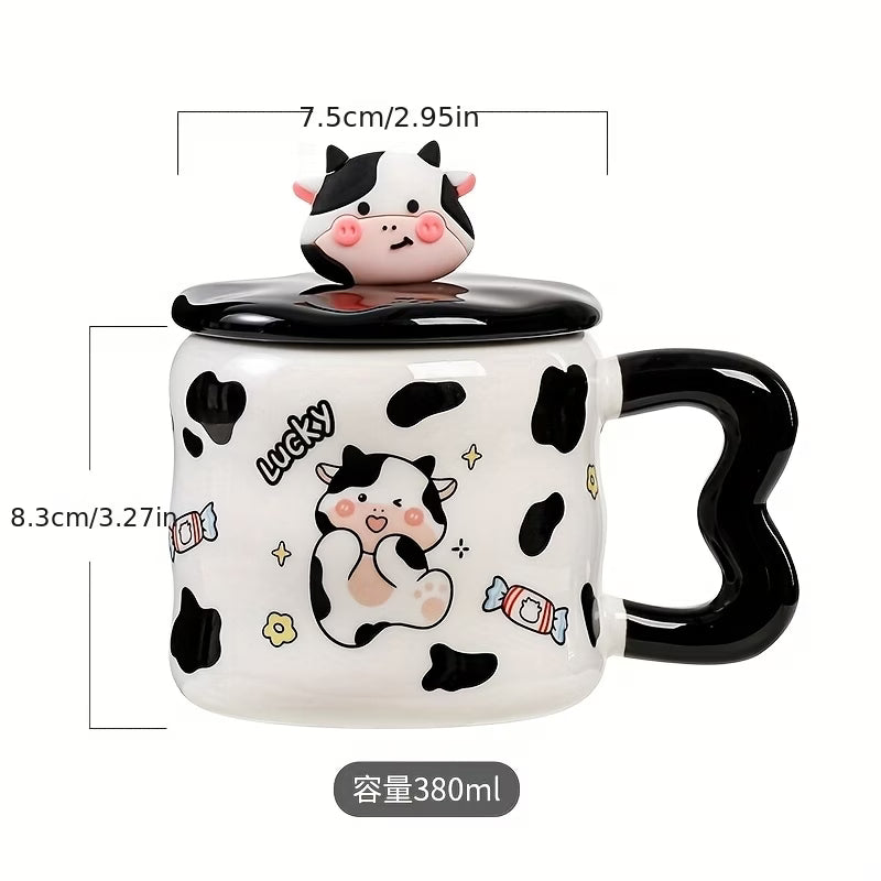 Ceramic Coffee Mug with Lid and spoon,