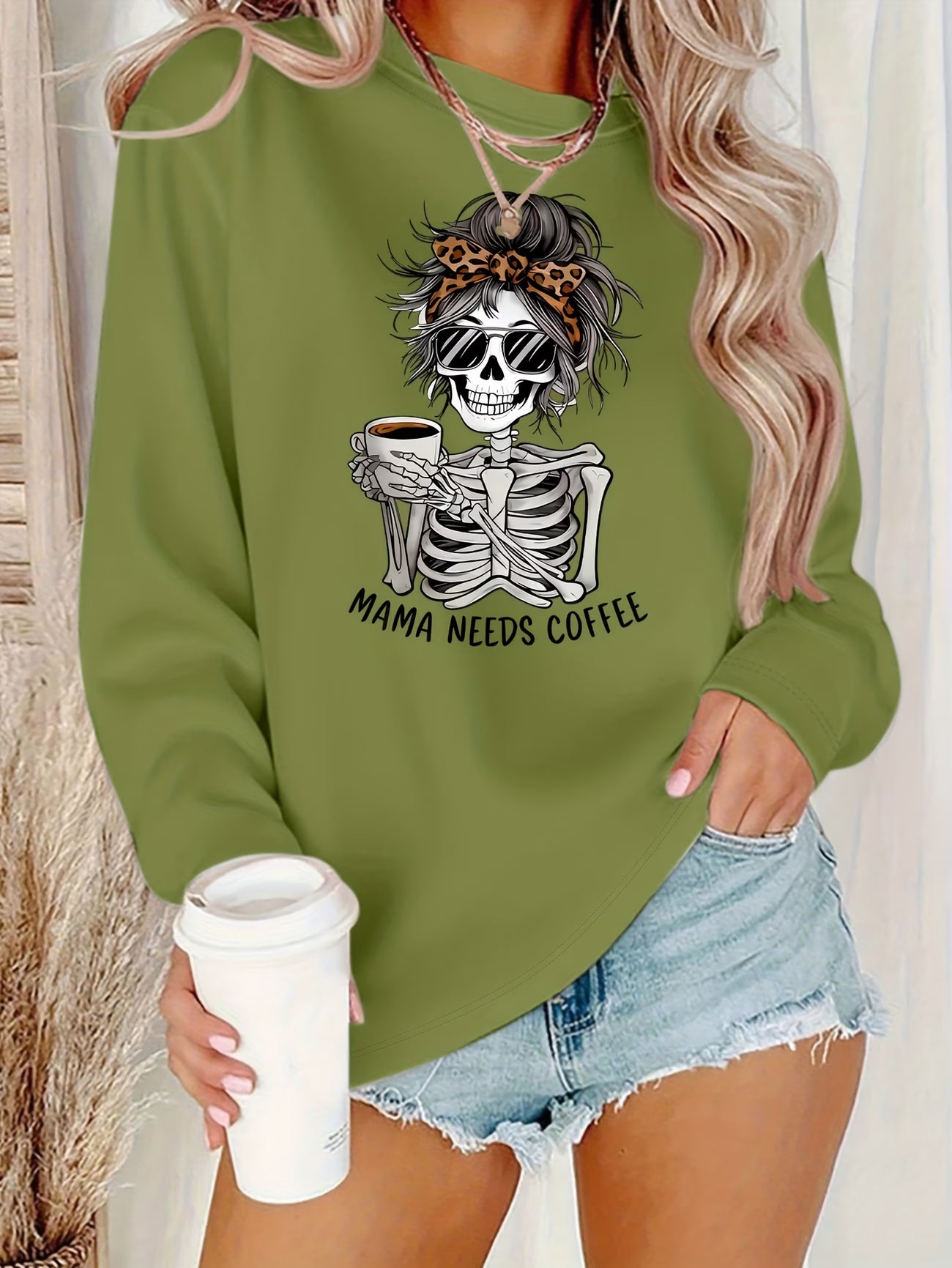 Women's Skull Print Long-Sleeve Tee