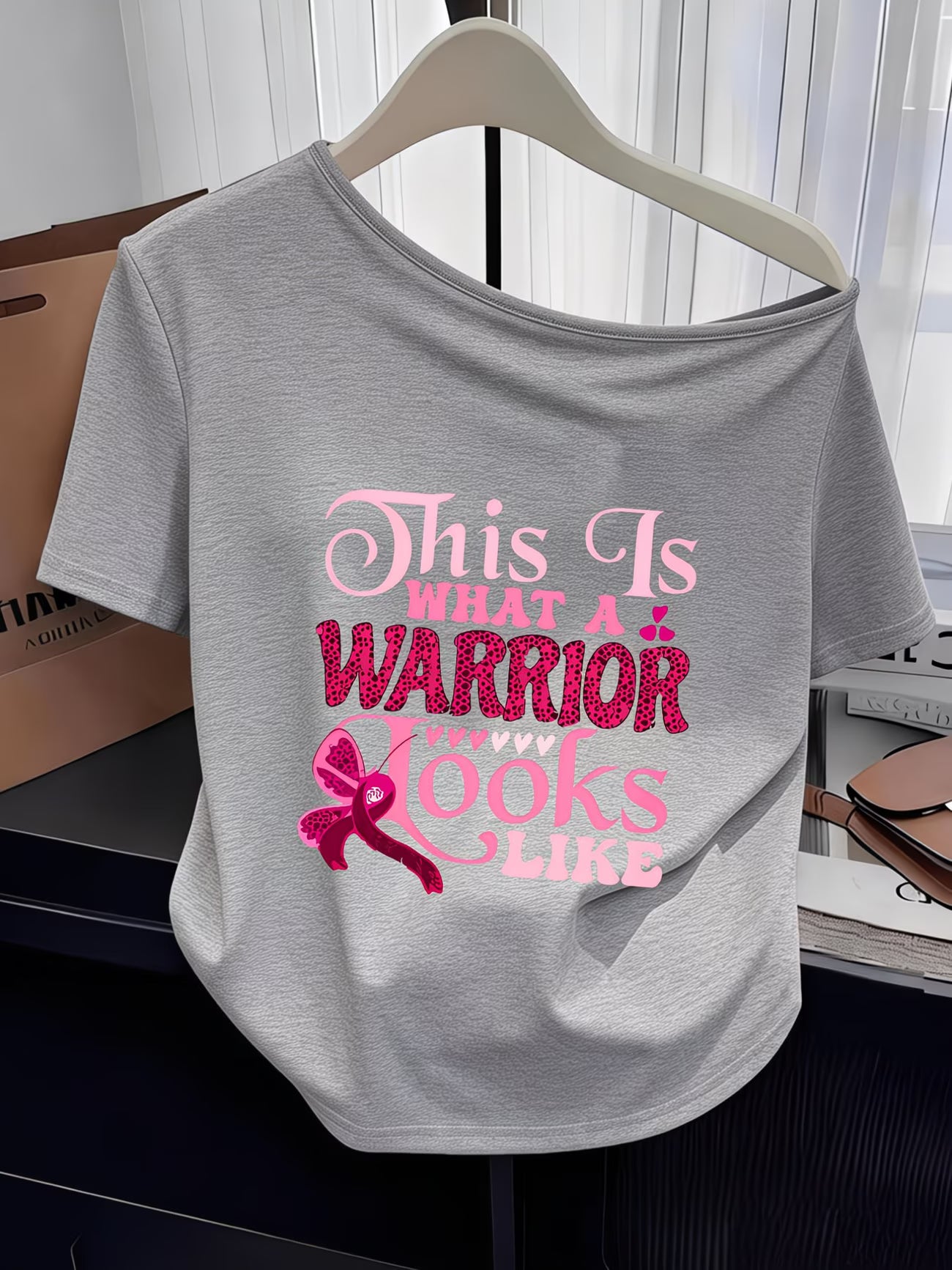Breast Cancer Awareness Butterfly & Leopard Print T-Shirt