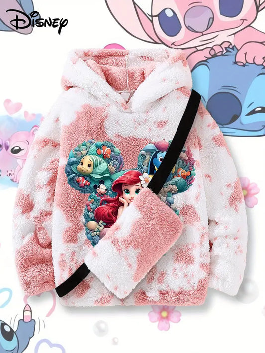girls Long Sleeve Hoodie with Princess' Print
