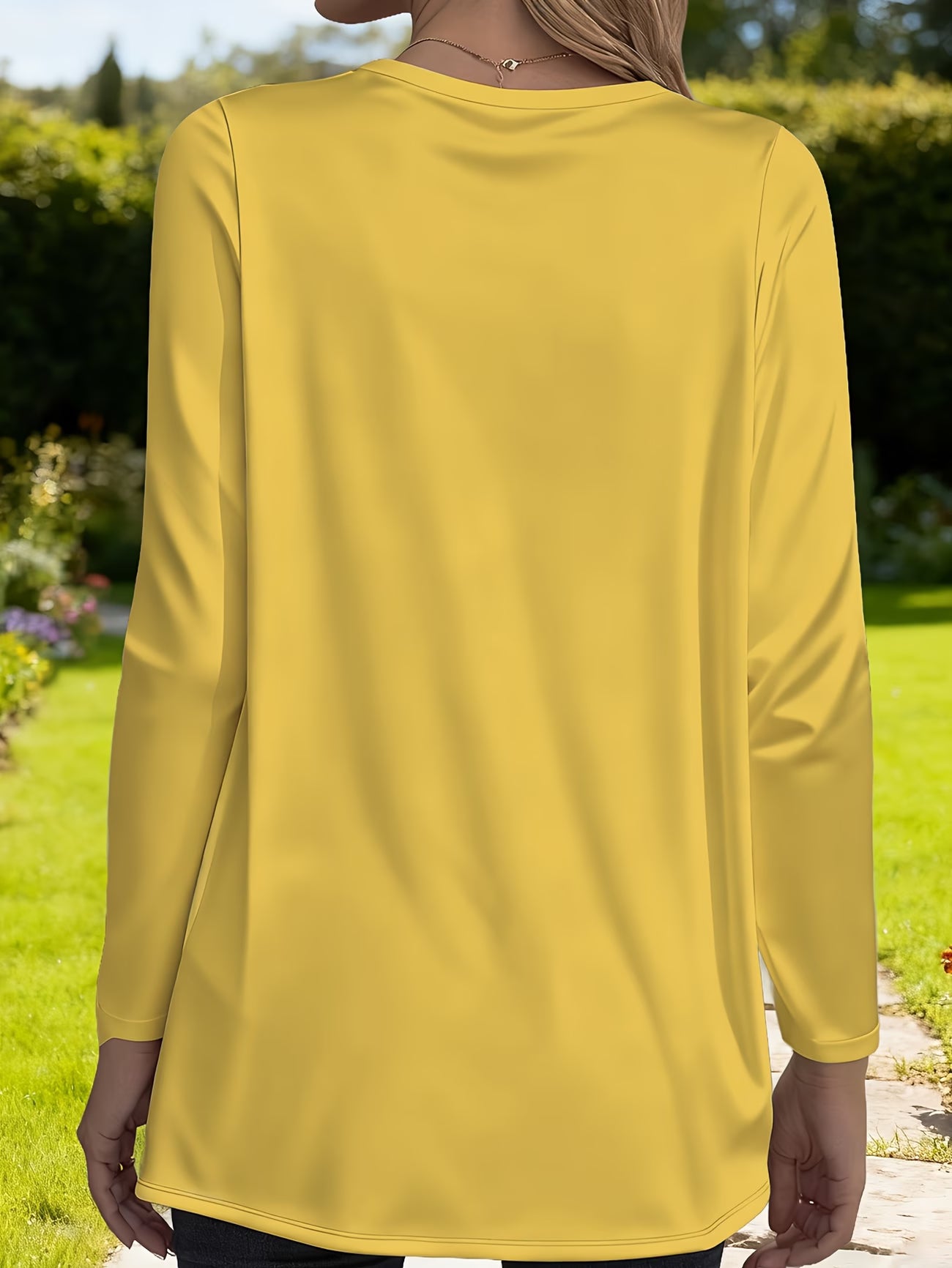 Plus Size Yellow Printed Bee Pattern Long Sleeve T-Shirt