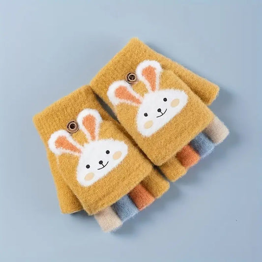 Children's Warm Keeping Thickened Half Finger Gloves