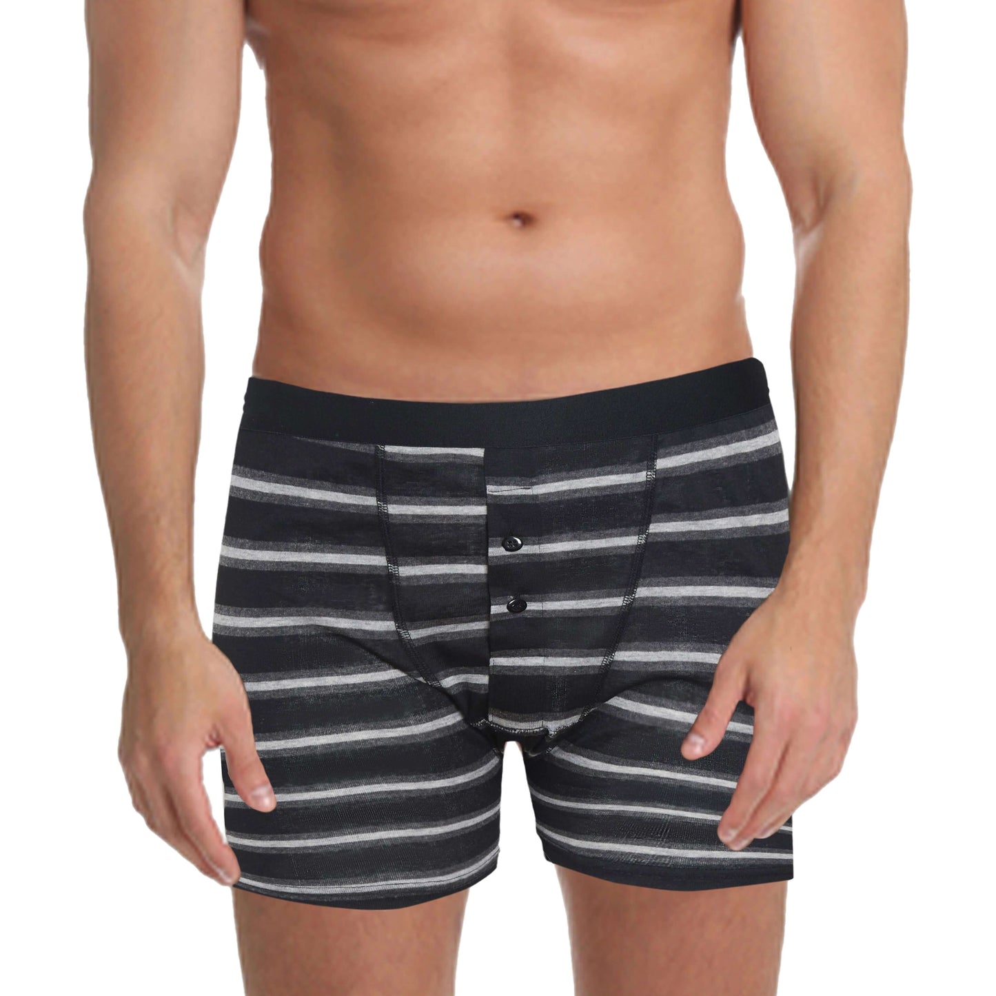 Sock Stack Boxer Shorts 6 Pack Striped Cotton Blend Stretch Men's Underwear Black Grey Breathable Soft Durable All Day Comfort