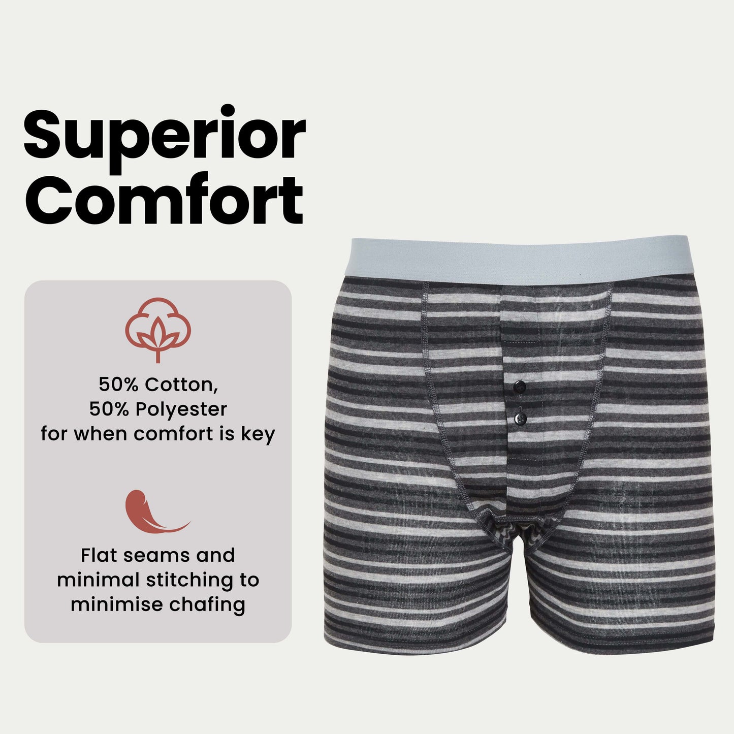 Sock Stack Boxer Shorts 6 Pack Striped Cotton Blend Stretch Men's Underwear Black Grey Breathable Soft Durable All Day Comfort