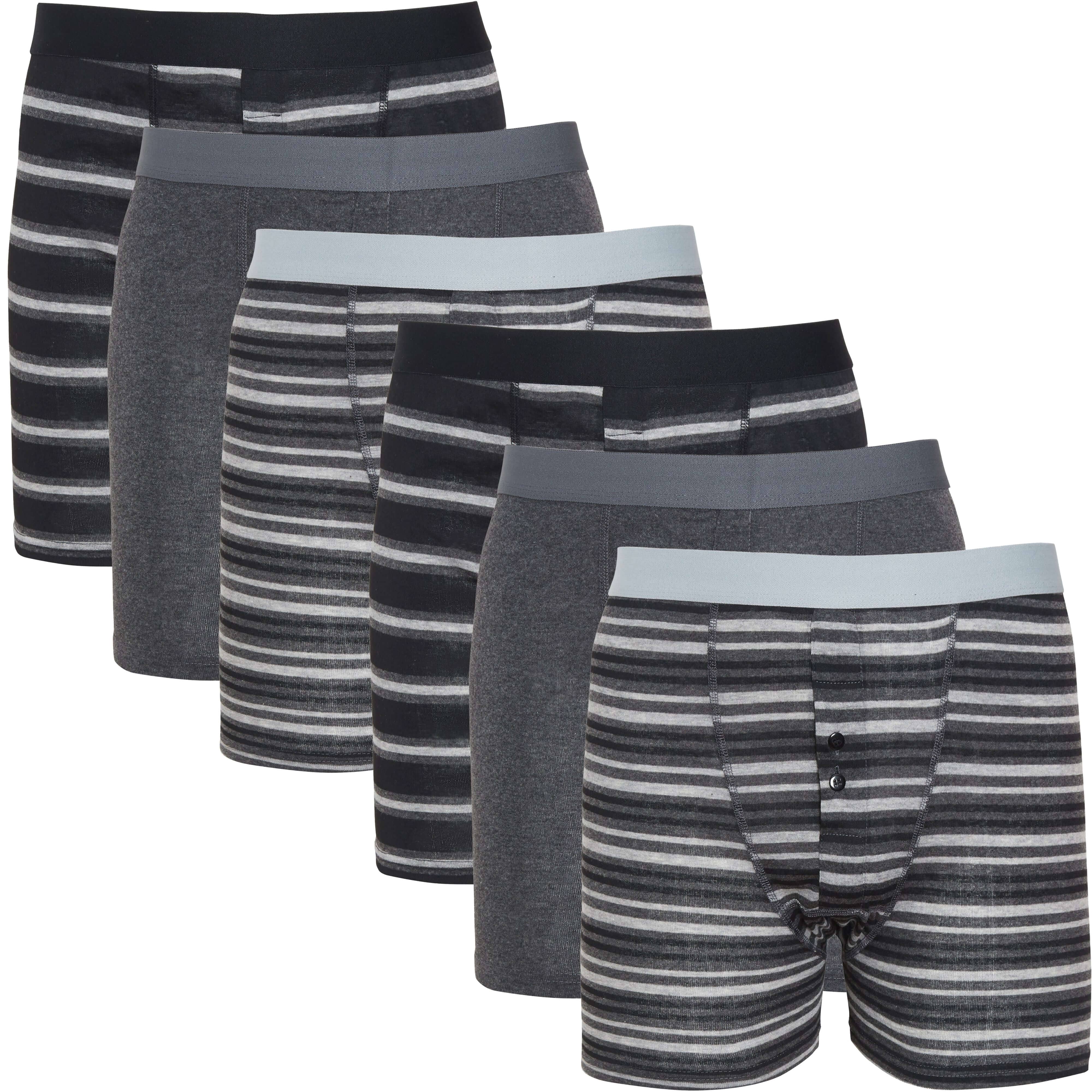 Sock Stack Boxer Shorts 6 Pack Striped Cotton Blend Stretch Men's Unde ...
