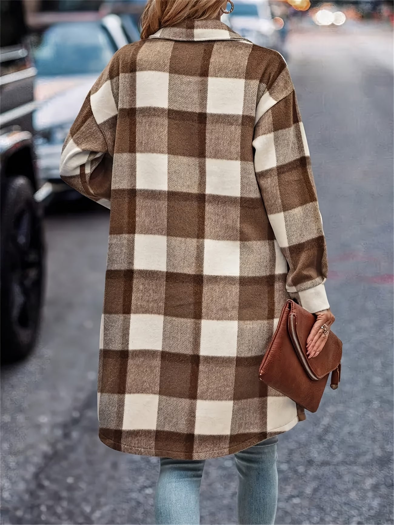 Elegant Women's Plaid Long-Sleeve Casual Shirt