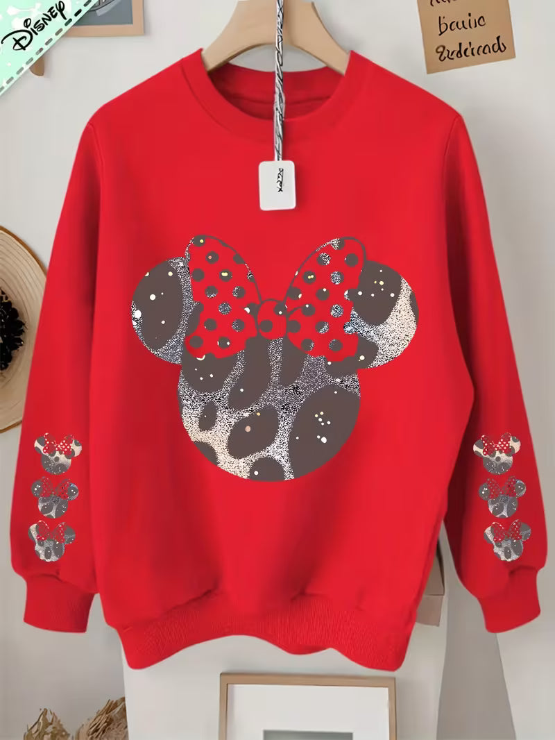 Women's casual long-sleeved sweatshirt with starry leopard print