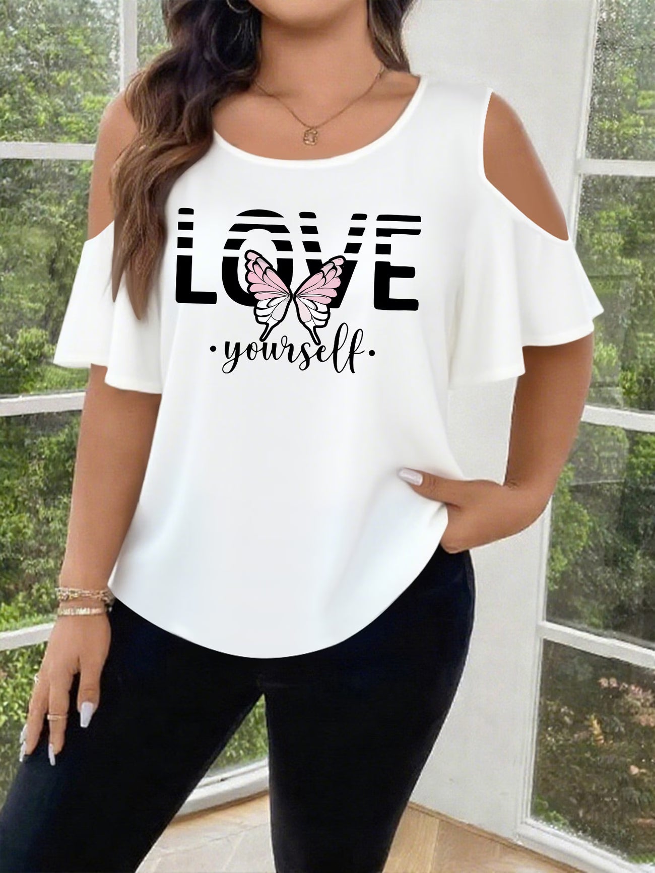 Love Yourself — Women's Plus Size Off-Shoulder Batwing Top