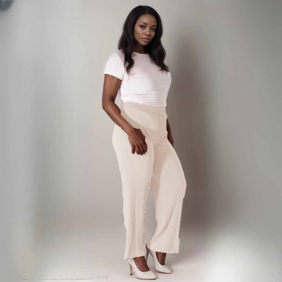 CRINKLE PLEATED ELASTIC WAIST TROUSERS