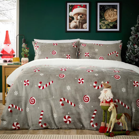Teddy Fleece Duvet Cover Set – Candy Cane & Pink Bow Designs