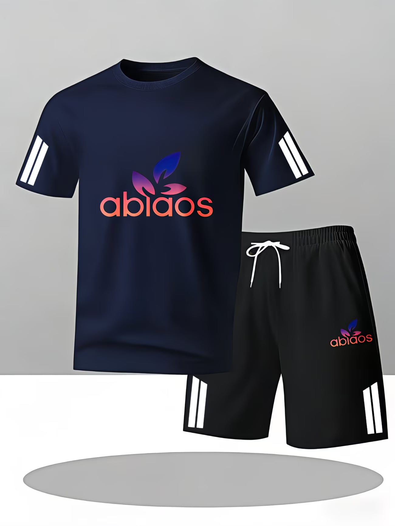 Men's Sports T-Shirt – Abiaos Logo with Colorful Leaf Design